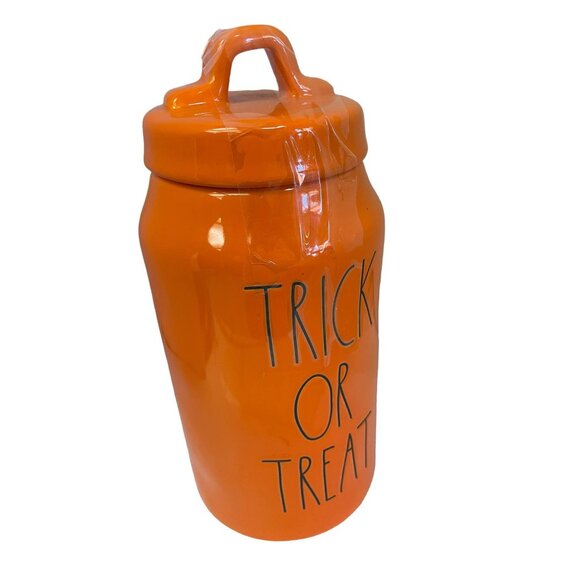 RAE Dunn Orange Halloween Mug Cup Trick or Treat Cannister 10" Artisan Collecti - Picture 2 of 10